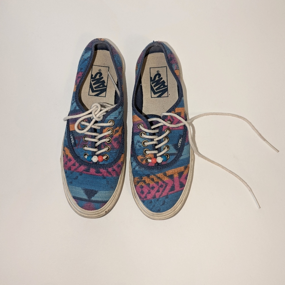 Vans Blue Multi Color Tribal Aztec Shoe Sneakers